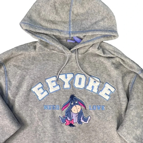 Vintage‎ Women's Large Disney Embroidered Eeyore Gray Pullover Hoodie - Picture 2 of 4